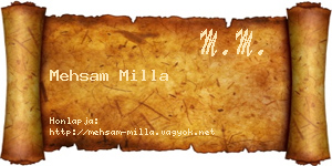 Mehsam Milla névjegykártya